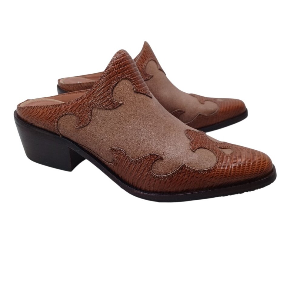Donald Pliner Western Mule US siz 7.5 M Mindy Leather Pointed Toe Slip On Heels